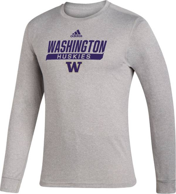 adidas Men's Washington Huskies Grey Creator Performance Long Sleeve T-Shirt