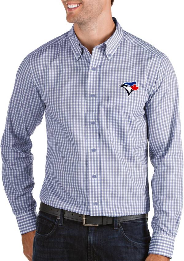 Antigua Men's Toronto Blue Jays Structure Royal Long Sleeve Button Down Shirt