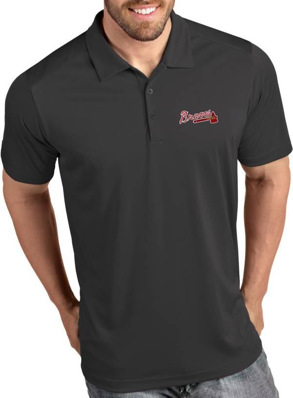 Antigua Men's Atlanta Braves Tribute Grey Performance Polo