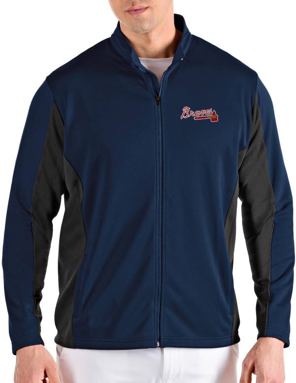 Antigua Men's Atlanta Braves Navy Passage Full-Zip Jacket