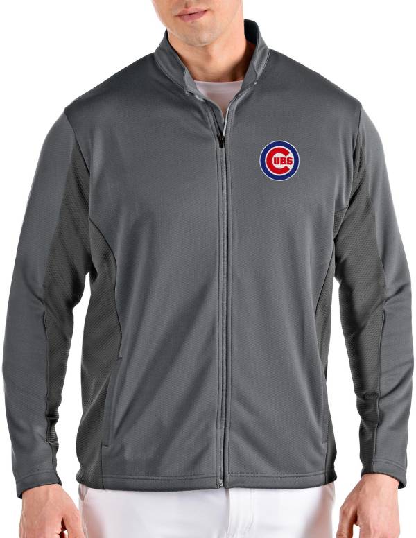 Antigua Men's Chicago Cubs Grey Passage Full-Zip Jacket