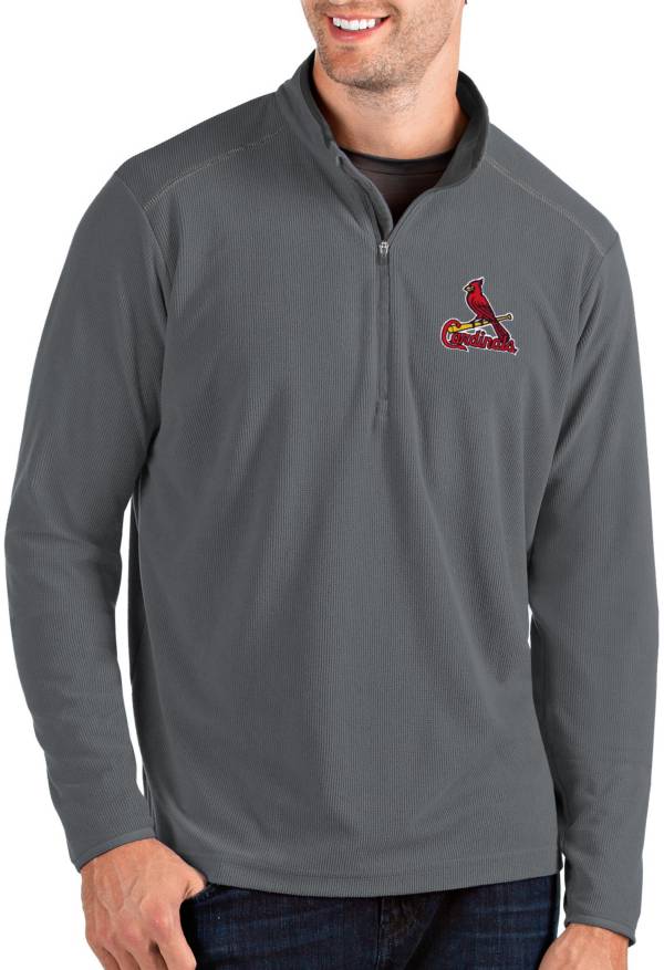 Antigua Men's St. Louis Cardinals Grey Glacier Quarter-Zip Pullover