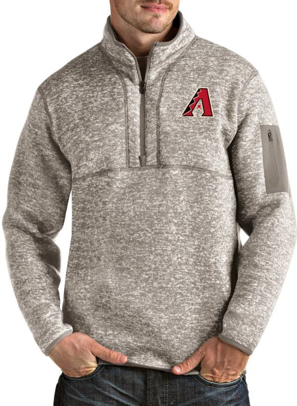 Antigua Men's Arizona Diamondbacks Oatmeal Fortune Half-Zip Pullover