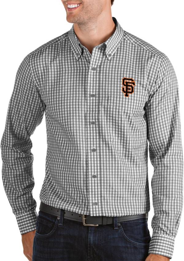 Antigua Men's San Francisco Giants Structure Black Long Sleeve Button Down Shirt