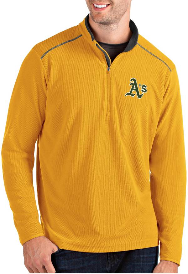 Antigua Men's Oakland Athletics Gold Glacier Quarter-Zip Pullover