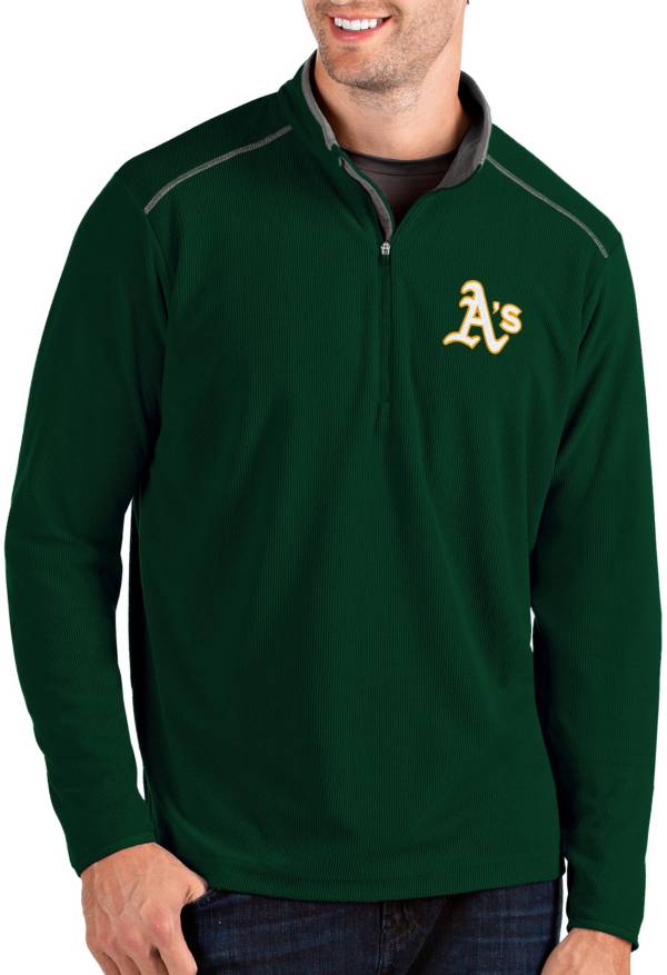 Antigua Men's Oakland Athletics Green Glacier Quarter-Zip Pullover