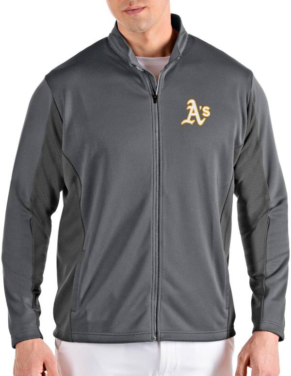 Antigua Men's Oakland Athletics Grey Passage Full-Zip Jacket