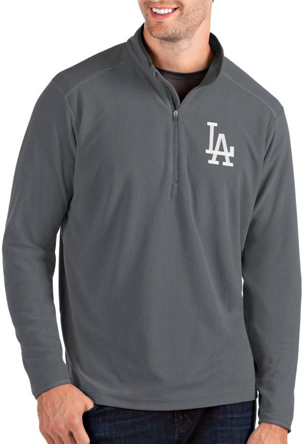 Antigua Men's Los Angeles Dodgers Grey Glacier Quarter-Zip Pullover