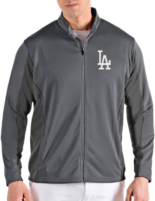 Antigua Men's Los Angeles Dodgers Grey Passage Full-Zip Jacket