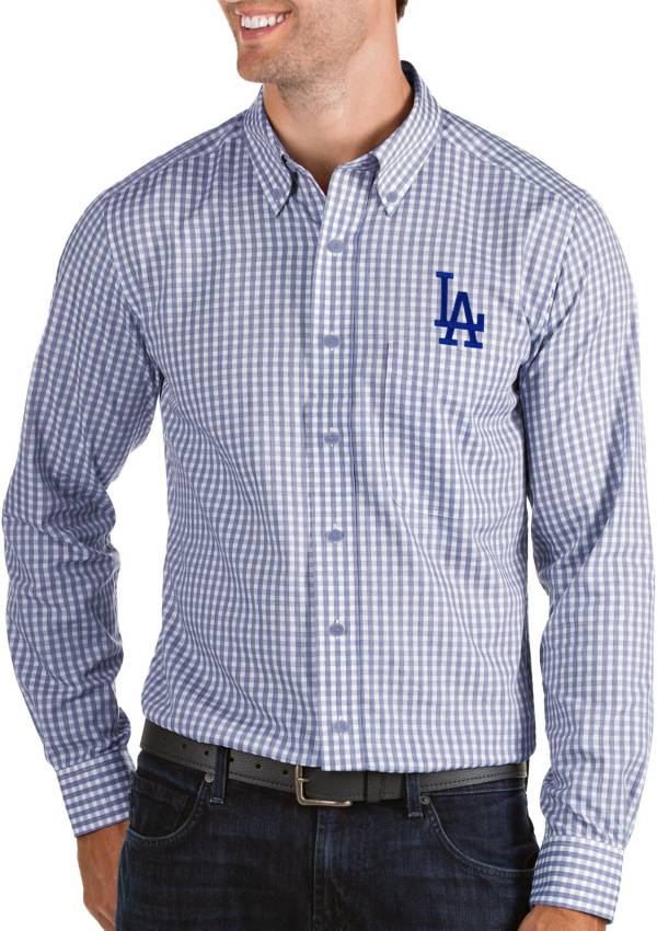 Antigua Men's Los Angeles Dodgers Structure Royal Long Sleeve Button Down Shirt product image