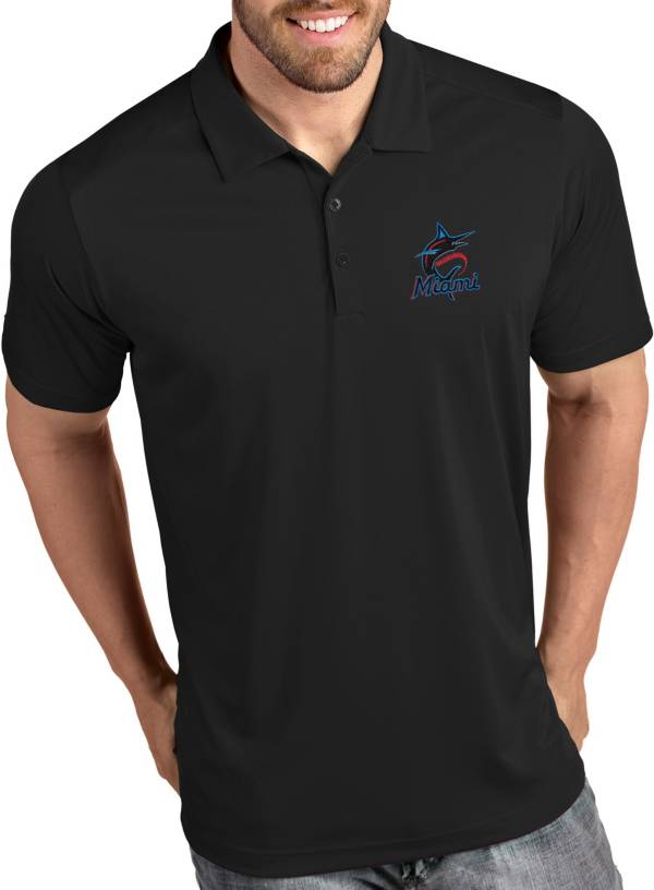 Antigua Men's Miami Marlins Tribute Black Performance Polo