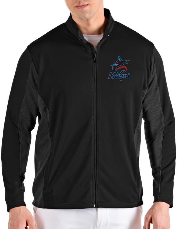 Antigua Men's Miami Marlins Black Passage Full-Zip Jacket