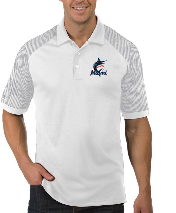 Antigua Men's Miami Marlins Engage White Polo product image