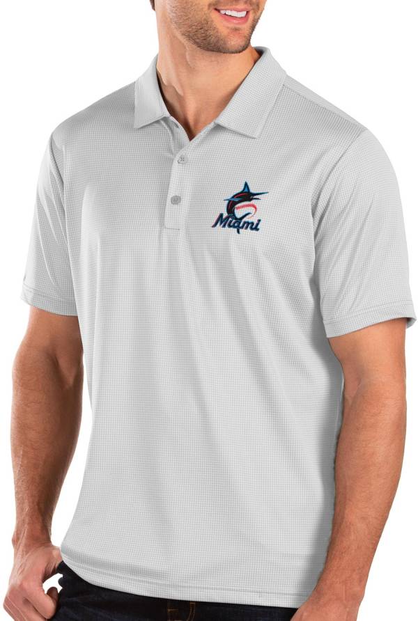 Antigua Men's Miami Marlins White Balance Polo