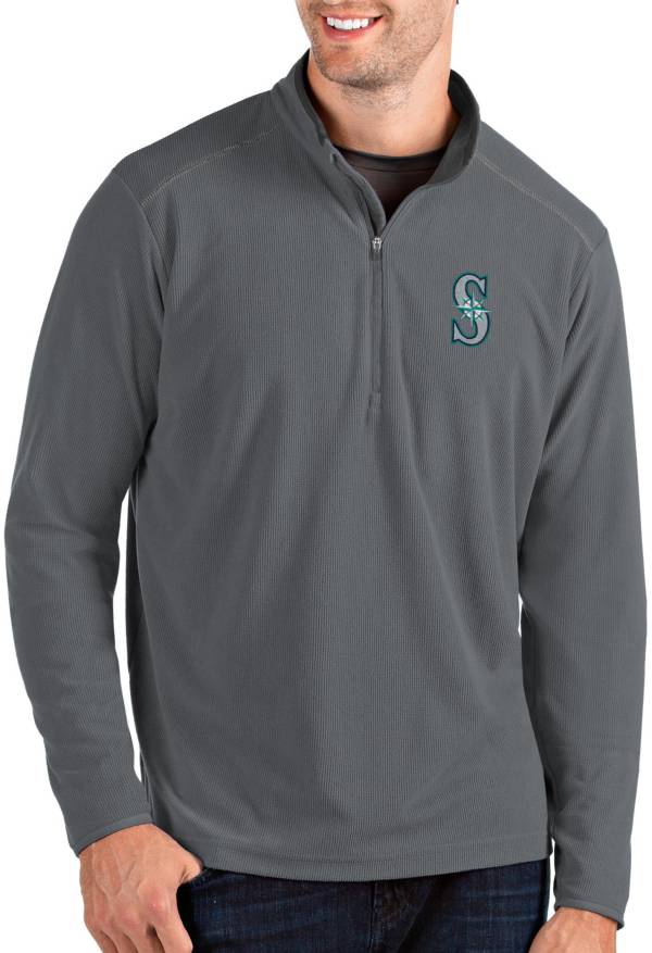 Antigua Men's Seattle Mariners Grey Glacier Quarter-Zip Pullover