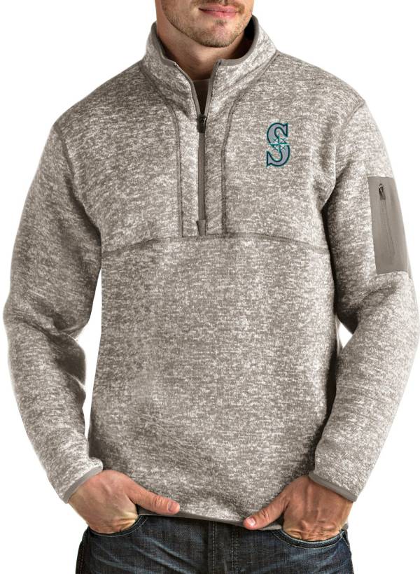 Antigua Men's Seattle Mariners Oatmeal Fortune Half-Zip Pullover