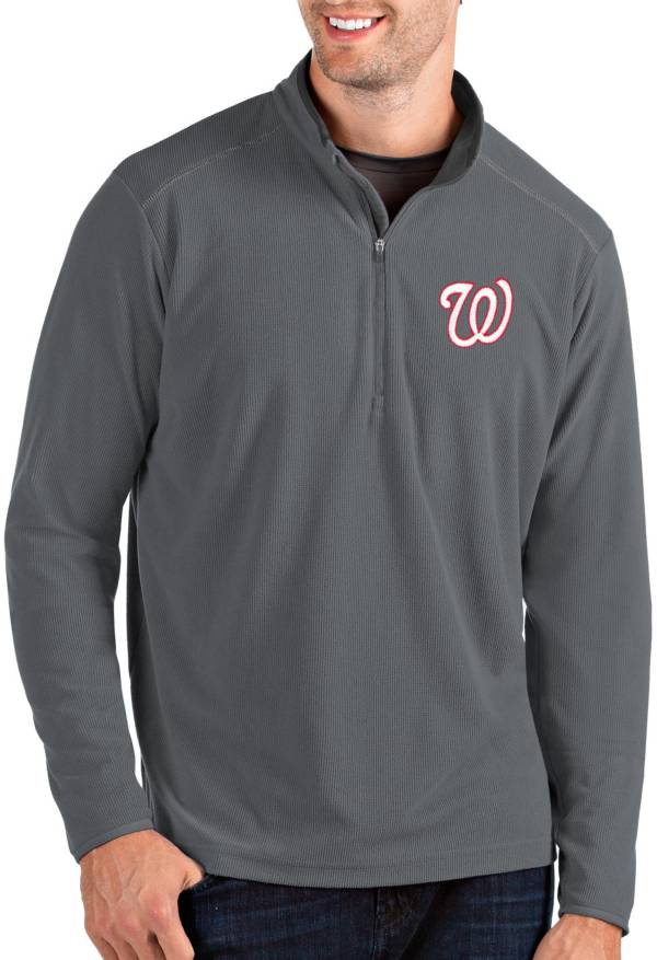 Antigua Men's Washington Nationals Grey Glacier Quarter-Zip Pullover