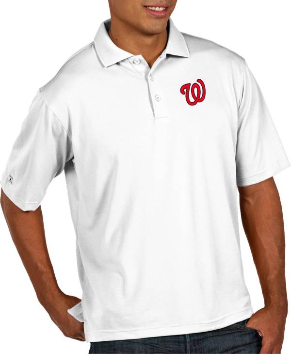 Antigua Men's Washington Nationals Pique White Performance Polo