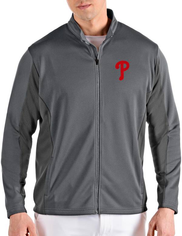 Antigua Men's Philadelphia Phillies Grey Passage Full-Zip Jacket