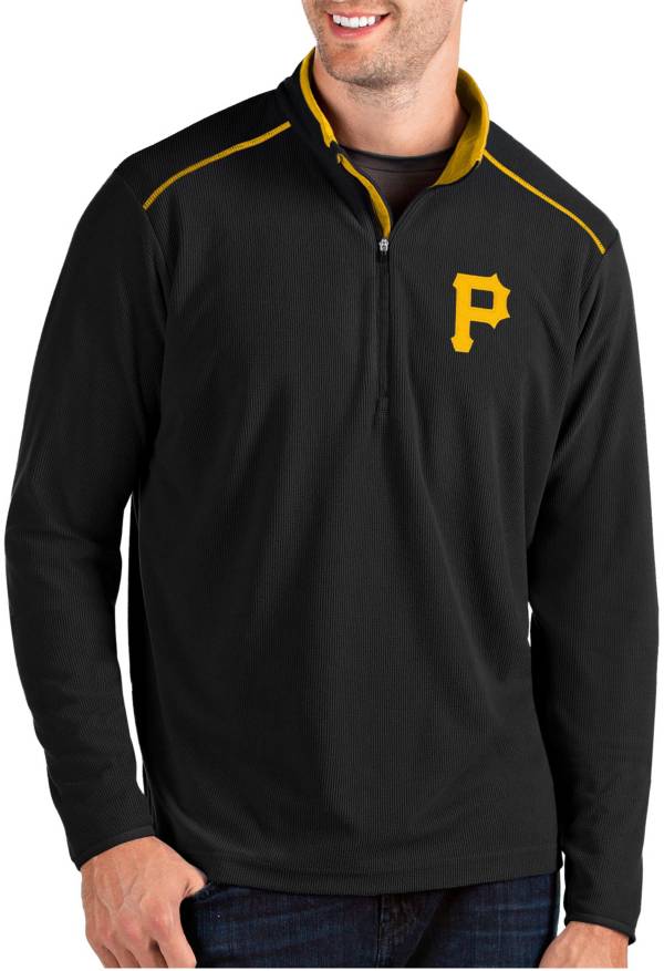 Antigua Men's Pittsburgh Pirates Black Glacier Quarter-Zip Pullover