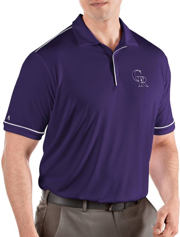 Antigua Men's Colorado Rockies Salute Purple Performance Polo