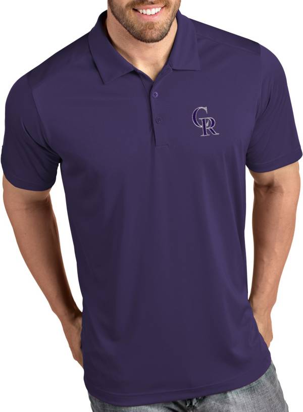 Antigua Men's Colorado Rockies Tribute Purple Performance Polo