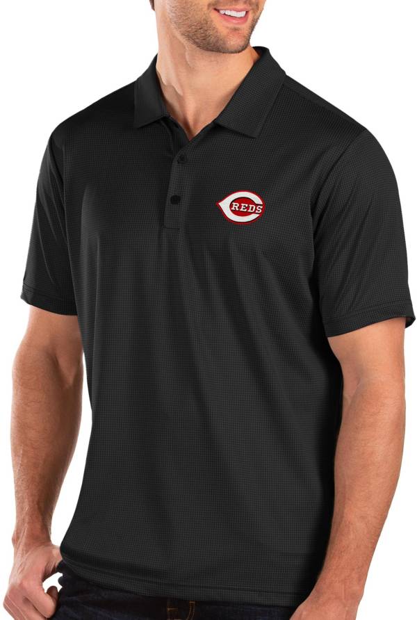 Antigua Men's Cincinnati Reds Black Balance Polo