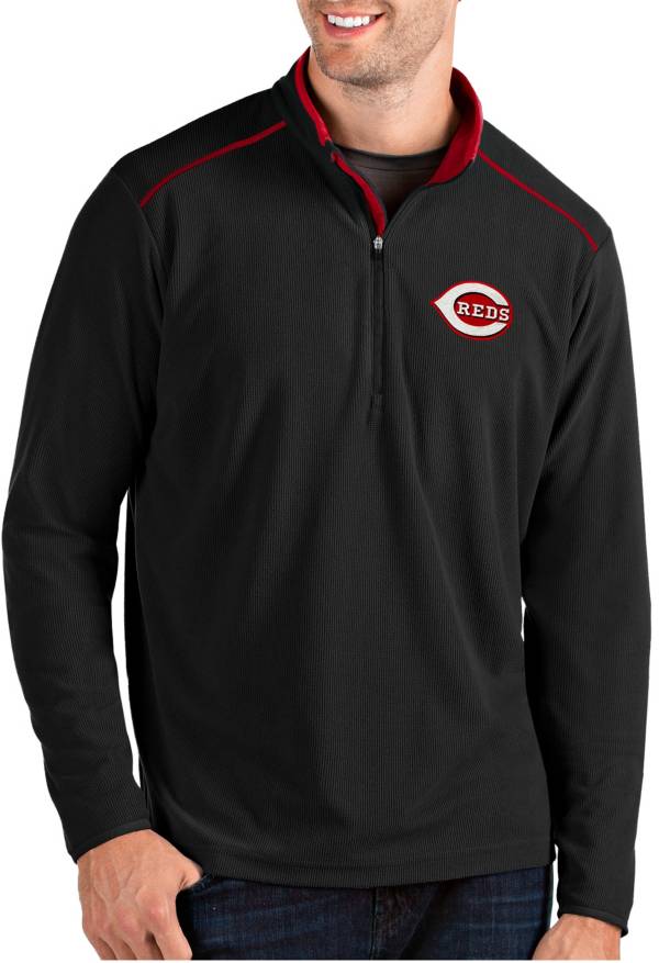 Antigua Men's Cincinnati Reds Black Glacier Quarter-Zip Pullover