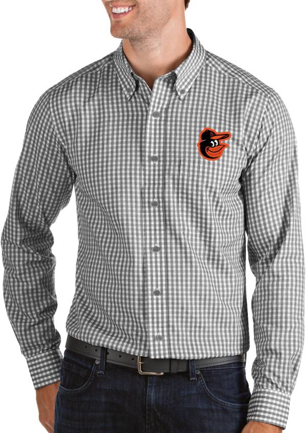 Antigua Men's Baltimore Orioles Structure Black Long Sleeve Button Down Shirt