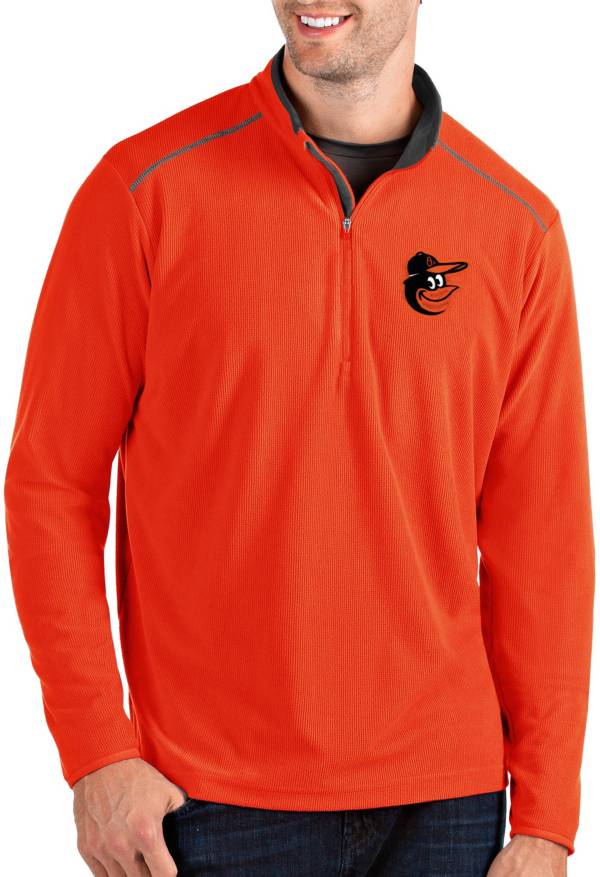 Antigua Men's Baltimore Orioles Orange Glacier Quarter-Zip Pullover