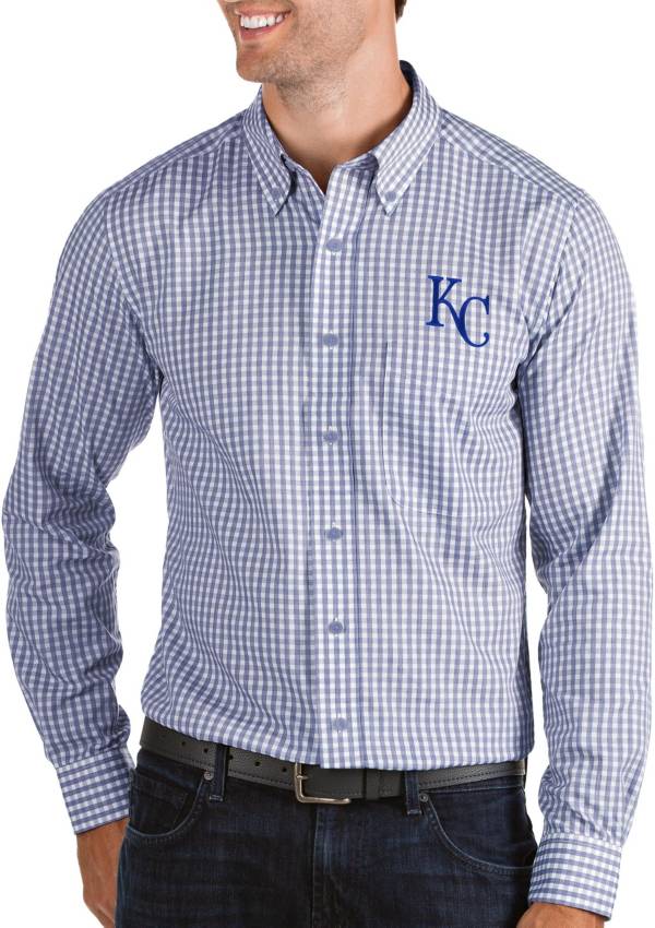 Antigua Men's Kansas City Royals Structure Royal Long Sleeve Button Down Shirt