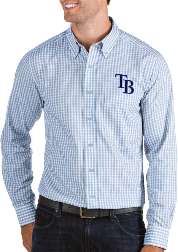 Antigua Men's Tampa Bay Rays Structure Blue Long Sleeve Button Down Shirt