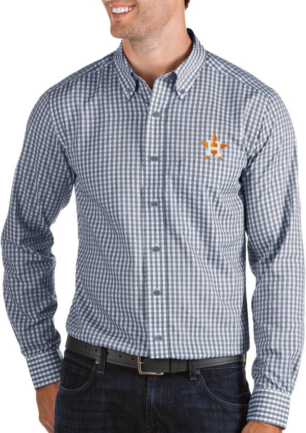 Antigua Men's Houston Astros Structure Navy Long Sleeve Button Down Shirt product image