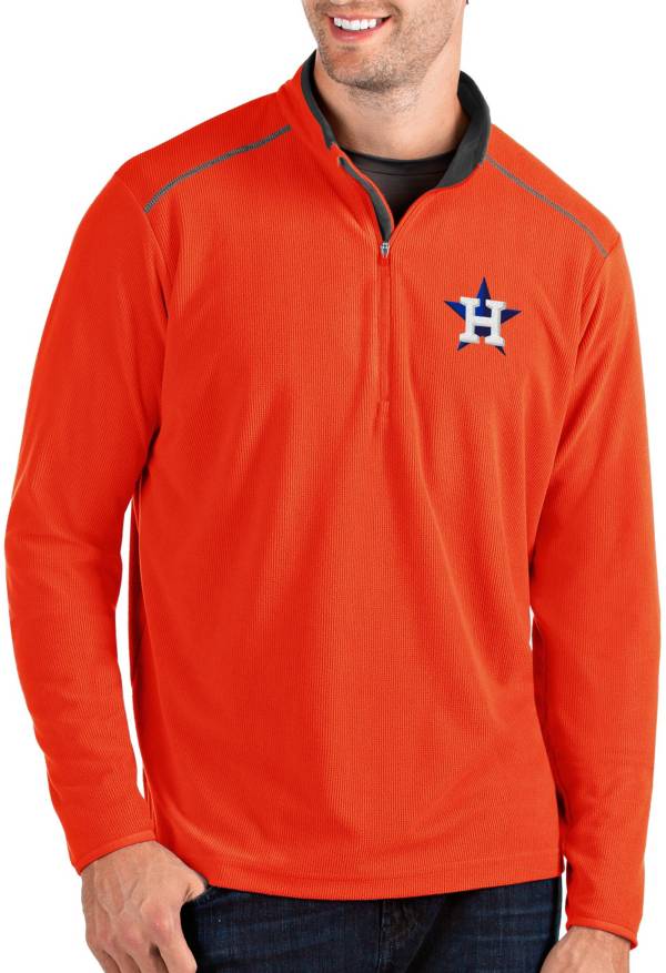 Antigua Men's Houston Astros Orange Glacier Quarter-Zip Pullover