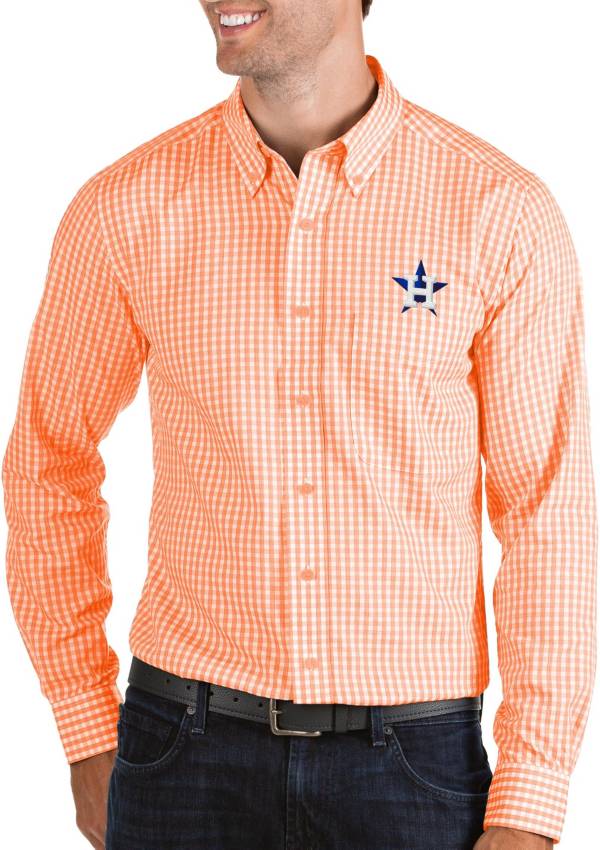 Antigua Men's Houston Astros Structure Orange Long Sleeve Button Down Shirt product image