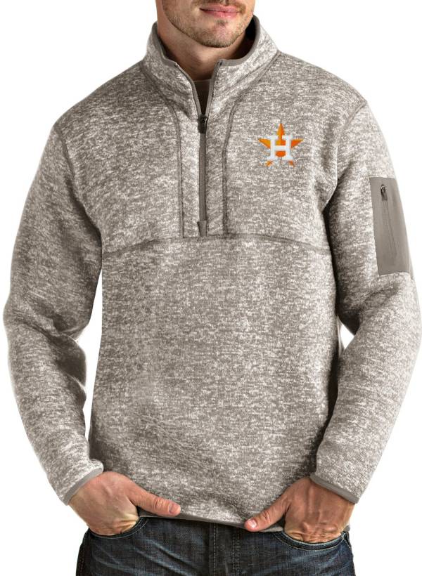 Antigua Men's Houston Astros Oatmeal Fortune Half-Zip Pullover