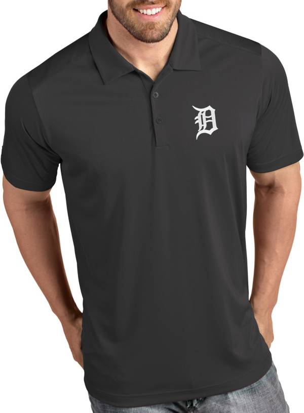 Antigua Men's Detroit Tigers Tribute Grey Performance Polo