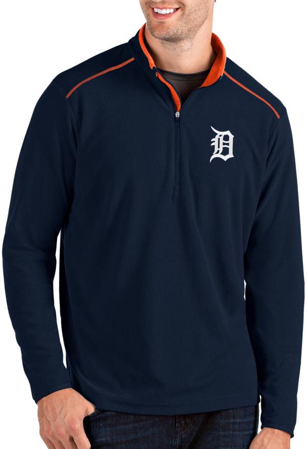 Antigua Men's Detroit Tigers Navy Glacier Quarter-Zip Pullover