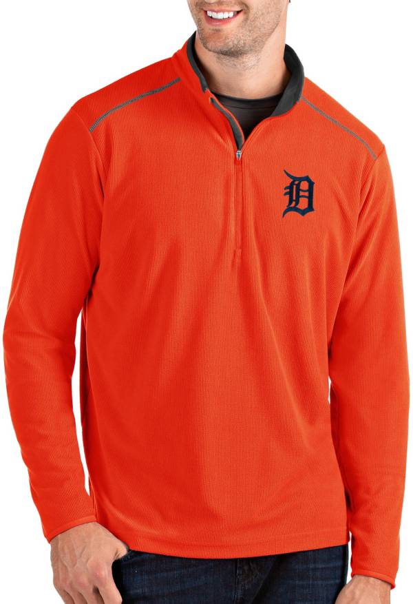 Antigua Men's Detroit Tigers Orange Glacier Quarter-Zip Pullover