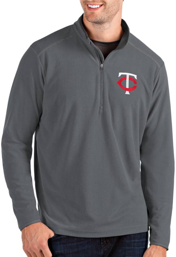 Antigua Men's Minnesota Twins Grey Glacier Quarter-Zip Pullover