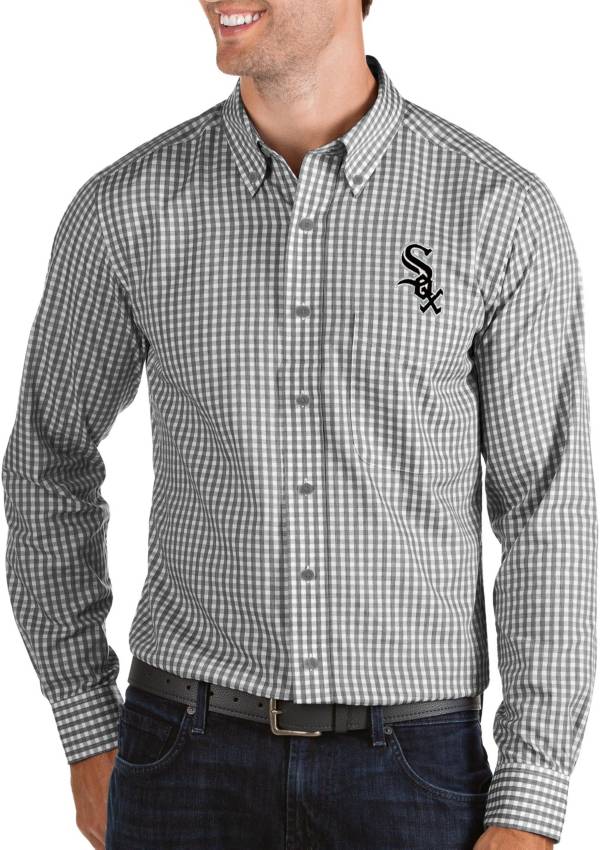 Antigua Men's Chicago White Sox Structure Black Long Sleeve Button Down Shirt