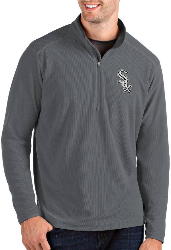 Antigua Men's Chicago White Sox Grey Glacier Quarter-Zip Pullover