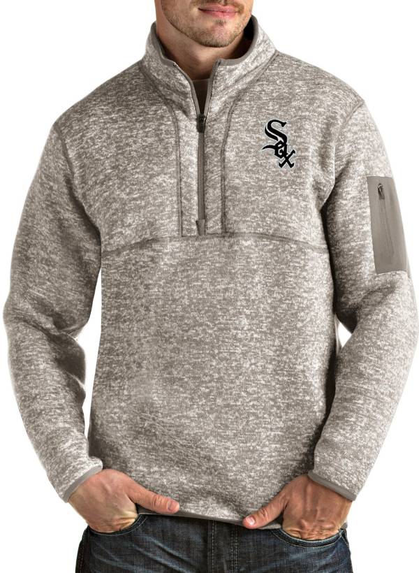 Antigua Men's Chicago White Sox Oatmeal Fortune Half-Zip Pullover