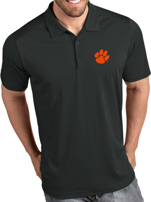 Antigua Men's Clemson Tigers Grey Tribute Performance Polo