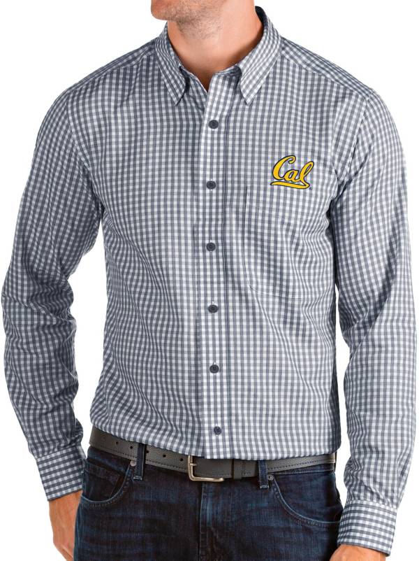 Antigua Men's Cal Golden Bears Blue Structure Button Down Long Sleeve Shirt