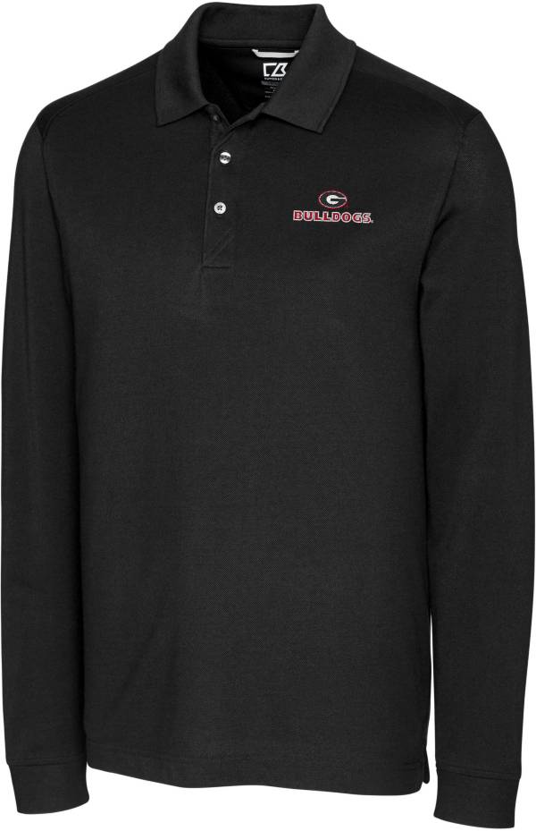 Cutter & Buck Men's Georgia Bulldogs Advantage Long Sleeve Black Polo