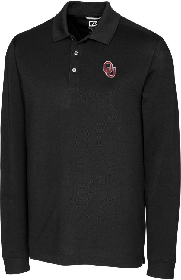 Cutter & Buck Men's Oklahoma Sooners Advantage Long Sleeve Black Polo