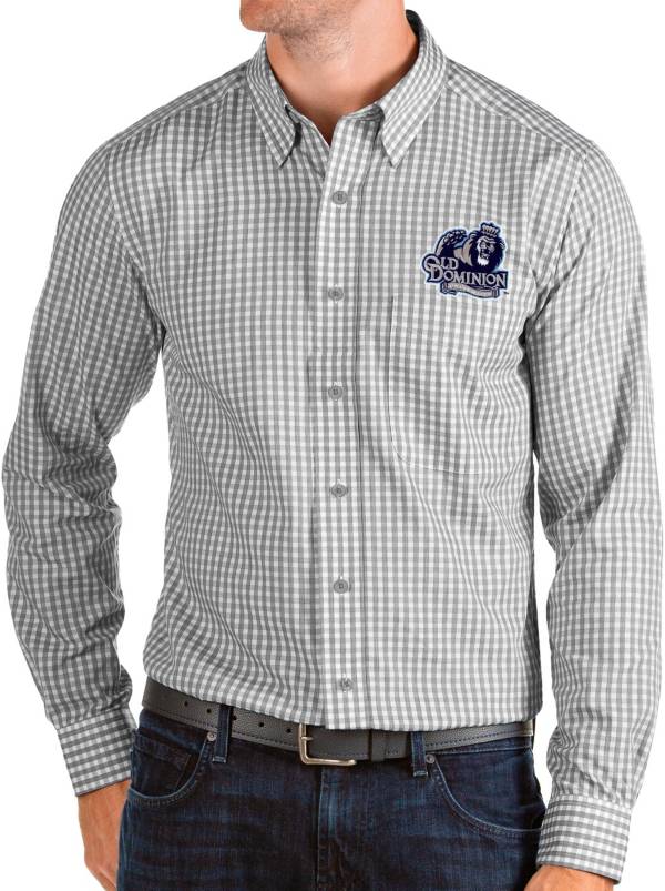 Antigua Men's Old Dominion Monarchs Grey Structure Button Down Long Sleeve Shirt