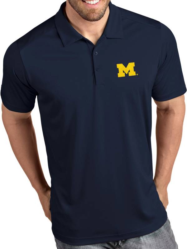 Antigua Men's Michigan Wolverines Blue Tribute Performance Polo