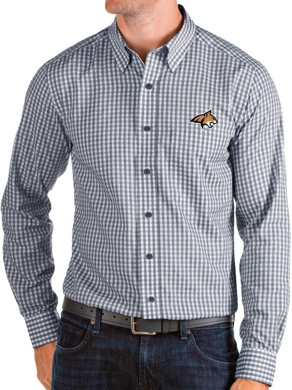 Antigua Men's Montana State Bobcats Blue Structure Button Down Long Sleeve Shirt